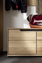 Schuhbank >ARAYA< 2 Türen, Eiche teilmassiv, Holzwerkstoff - 79x41x40,5cm (BxHxT)