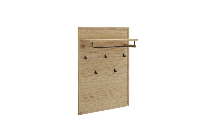 Garderobenpaneel >ARAYA< 5 Haken, Ablage, Eiche teilmassiv - 79x112x27 (BxHxT)