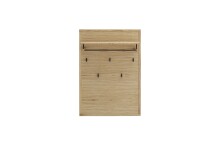 Garderobenpaneel >ARAYA< 5 Haken, Ablage, Eiche teilmassiv - 79x112x27 (BxHxT)