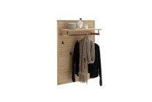Garderobenpaneel >ARAYA< 5 Haken, Ablage, Eiche teilmassiv - 79x112x27 (BxHxT)