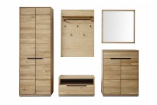 Garderoben-Set >ARAYA< (5-teilig) in Eiche teilmassiv - 227x195x40,5 (BxHxT)