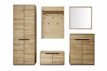 Garderoben-Set >ARAYA< (5-teilig) in Eiche teilmassiv - 227x195x40,5 (BxHxT)