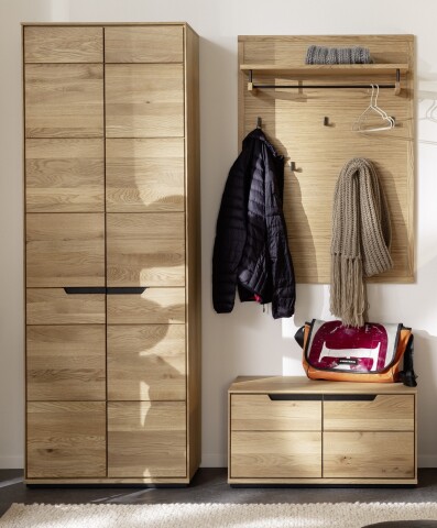 Garderoben-Set >ARAYA< (3-teilig) in Eiche teilmassiv - 148x195x40,5 (BxHxT)