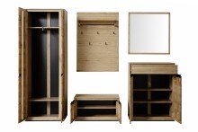 Garderoben-Set >ARAYA< (3-teilig) in Eiche teilmassiv - 148x195x40,5 (BxHxT)