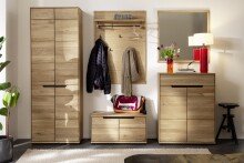 Garderoben-Set >ARAYA< (3-teilig) in Eiche teilmassiv - 148x195x40,5 (BxHxT)