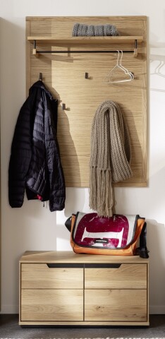 Garderoben-Set >ARAYA< (2-teilig) in Eiche teilmassiv - 79x195x40,5 (BxHxT)