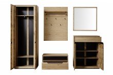 Garderoben-Set >ARAYA< (4-teilig) in Eiche teilmassiv - 158x195x40,5 (BxHxT)