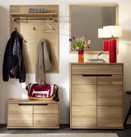 Garderoben-Set >ARAYA< (4-teilig) in Eiche teilmassiv - 158x195x40,5 (BxHxT)
