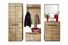 Garderoben-Set >ARAYA< (4-teilig) in Eiche teilmassiv - 158x195x40,5 (BxHxT)