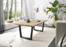 Couchtisch >ASOLA< in Eiche furniert / schwarz -...