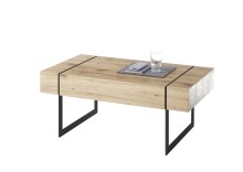 Couchtisch >PAPHOS< Schublade, Asteiche furniert / schwarz - 110x45x60cm (BxHxT)