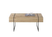 Couchtisch >PAPHOS< Schublade, Asteiche furniert / schwarz - 110x45x60cm (BxHxT)