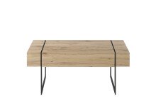 Couchtisch >PAPHOS< Schublade, Asteiche furniert / schwarz - 110x45x60cm (BxHxT)