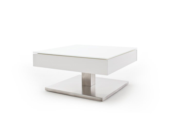 Couchtisch >MARIKO< mit Stauraum, weiss, MDF/ Metall/ Sicherheitsglas - 75x38x75cm (BxHxT)