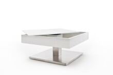 Couchtisch >MARIKO< mit Stauraum, weiss, MDF/ Metall/ Sicherheitsglas - 75x38x75cm (BxHxT)