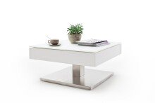 Couchtisch >MARIKO< mit Stauraum, weiss, MDF/ Metall/ Sicherheitsglas - 75x38x75cm (BxHxT)