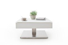 Couchtisch >MARIKO< mit Stauraum, weiss, MDF/ Metall/ Sicherheitsglas - 75x38x75cm (BxHxT)