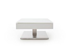 Couchtisch >MARIKO< mit Stauraum, weiss, MDF/ Metall/ Sicherheitsglas - 75x38x75cm (BxHxT)