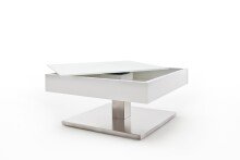 Couchtisch >MARIKO< mit Stauraum, weiss, MDF/ Metall/ Sicherheitsglas - 75x38x75cm (BxHxT)