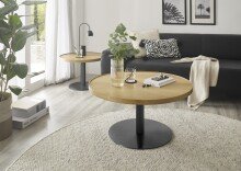 Couchtisch >MONTEVERDE< in Eiche furniert, Holzwerkstoff/ Metall - 40x80cm (HxD)