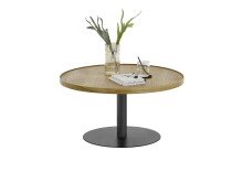 Couchtisch >MONTEVERDE< in Eiche furniert, Holzwerkstoff/ Metall - 40x80cm (HxD)