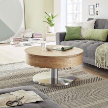 Couchtisch >SUVA< mit Stauraum, Asteiche furniert, Holzwerkstoff/ Metall - 40x79cm (HxD)