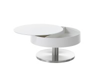 Couchtisch >SUVA< mit Stauraumfach, weiss, Glas/ Metall/ MDF - 40x79cm (HxD)