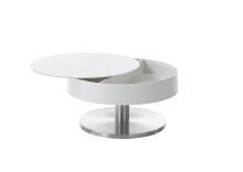 Couchtisch >SUVA< mit Stauraumfach, weiss, Glas/ Metall/ MDF - 40x79cm (HxD)