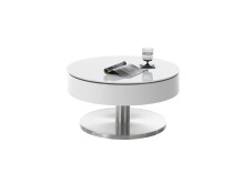 Couchtisch >SUVA< mit Stauraumfach, weiss, Glas/ Metall/ MDF - 40x79cm (HxD)