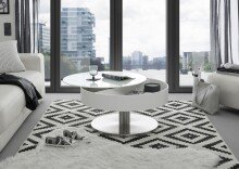 Couchtisch >SUVA< mit Stauraumfach, weiss, Glas/ Metall/ MDF - 40x79cm (HxD)
