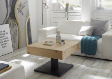 Couchtisch >ASHTON< aufklappbar, Eiche furniert / schwarz - 70x45x70 (BxHxT)