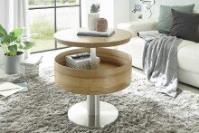 Couchtisch >TANGER< mit Lift un Stauraum, Asteiche furniert - 47/65x60cm (HxD)