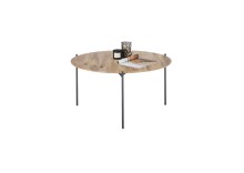 Couchtisch >ASSUAN< in eichenfarben, Massivholz/ Metall - 38x74cm (HxD)