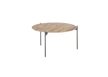 Couchtisch >ASSUAN< in eichenfarben, Massivholz/ Metall - 38x74cm (HxD)
