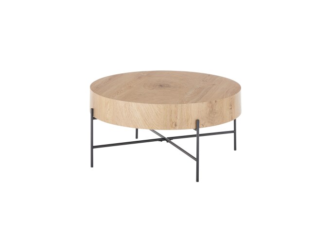 Couchtisch >MANACOR< in Eiche Dekor, Holzwerkstoff / Metall - 37x80cm (HxD)