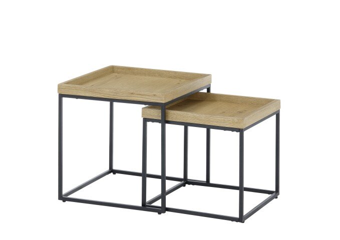 Satztisch >UBEDA< (2er-Set) in Eiche furniert - 50x50x50cm & 45x42x45cm (BxHxT)