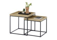 Satztisch >UBEDA< (2er-Set) in Eiche furniert - 50x50x50cm & 45x42x45cm (BxHxT)