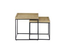 Satztisch >UBEDA< (2er-Set) in Eiche furniert - 50x50x50cm & 45x42x45cm (BxHxT)