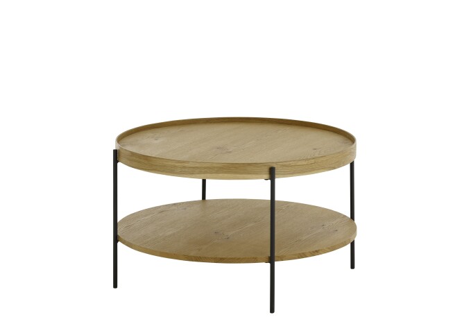 Couchtisch >ARENAL< in Eiche furnier, Holzwerkstoff / Metall - 45x80cm (HxD)