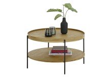 Couchtisch >ARENAL< in Eiche furnier, Holzwerkstoff / Metall - 45x80cm (HxD)