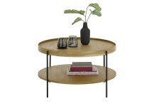 Couchtisch >ARENAL< in Eiche furnier, Holzwerkstoff / Metall - 45x80cm (HxD)