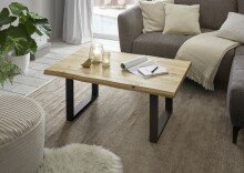 Couchtisch >HAVANNA< in Eiche, Massivholz / Metall - 110x45x70cm (BxHxT)