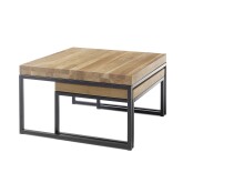 Satztisch >LUBAO< (2er Set) in Asteiche massiv - 65x38x65cm + 57x30x45 cm (B/H/T)