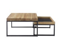 Satztisch >LUBAO< (2er Set) in Asteiche massiv - 65x38x65cm + 57x30x45 cm (B/H/T)