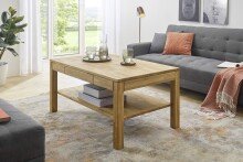 Couchtisch >SALEM< mit Schublade, Asteiche, Massivholz - 115x54x70cm (BxHxT)