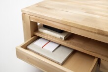 Couchtisch >GORDON< mit Schublade, Kernbuche, Massivholz - 115x45x70cm (BxHxT)