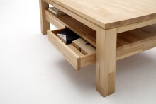 Couchtisch >GORDON< mit Schublade, Kernbuche, Massivholz - 115x45x70cm (BxHxT)