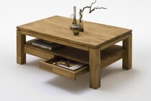 Couchtisch >GORDON< 2 Schübe, Asteiche, Massivholz - 115x45x70cm (BxHxT)
