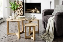 Satztisch >FAYE< (3er-Set) in Asteiche - Einzeltische B50xH42, B35xH35, B30xH32 cm