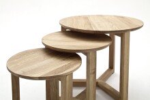 Satztisch >FAYE< (3er-Set) in Asteiche - Einzeltische B50xH42, B35xH35, B30xH32 cm
